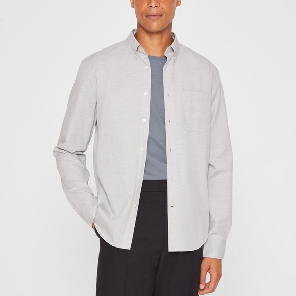 Long Sleeve Textured Button-Down Shirt - New With Tags - NEVER WORN - Grey